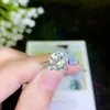 Pierścień, 925 Sterling Silver, Piękny kolor, Musujące, 1 karat 2 Carat Diamond Moissanite