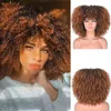 Форма для волос короткие афро странные кудрявые парики с челкой для черных женщин блондинка смешанный коричневый синтетический косплей африканский термостойкий annivia 0121