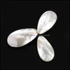 Charms Jewelry Findings & Components 1Pc Two-Side Natural Sea Shell Long Water Drop Pendant Tear Charm White Mop Beads Diy Making Necklace E