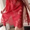 NXY Sexy Lingerie Nightgowns Sonbahar Askı V Yaka Uzun Gecelik Bayanlar Pijama Sling Dantel Sheer Çapraz Erotik Gece Uyku Dres1217