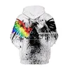 Erkek Hoodies Erkek Sweatshirtler Muhteşem Renk Dumanı 3D Baskı ve Graffiti Soyut Kapşonlu Uzun Kollu Günlük Spor Giyim Erkekler