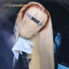 Brown Ombre Blonde Straight 13x5 Hu Hair HD Transparent Pre Plucked Bleach Knots 613 Lace Frontal Wig Women 309881401