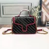 designer bag Designer Marmont Mini Top Handle Bag Beige Canvas Chain Black Red Matelasse Quilted Leather Shoulder Bag Size 21/15.5/8cm