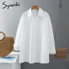 Syiwidii Camicette da donna Office Lady Cotton Oversize Plus Size Top Rosa Bianco Blu Manica lunga 2021 Primavera Moda coreana Camicie 210315