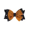 Halloween Children Bowknot Hair Clip Baby KIds Glitter Three Layer Bow Clips Girls Barrette