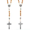Collane con ciondolo Croce di moda per uomo Donna Perline di legno Rosario Collana di Gesù Gioielli religiosi cattolici cristiani