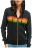 Sweats à capuche pour femmes Sweethirts Donignet Femmes Manteau 2021 Casual Rainbow à capuche à capuche Zip-up rayé plus taille