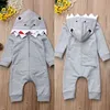 0-24m Brand New Newborn Maller Baby Boys Girls Shark Długi Romper Playsuit BabyGrows Stroje Kostium G1221