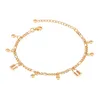 Anklets Bracelet For Women Rose Gold Beach Accessories Luxury Brand Fashion Stainless Steel Anklet Jewelry Beads Lock Pendant