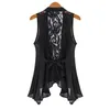 Big Yards Chiffon Vest i den långa sektionen Chiffon Lace Vest Jacket Stand Collar Asymmetric Hem Chiffon Vest Tops S-XXXXXL 210909