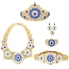 Luxe bruiloft sieraden set voor Arabische moslim vrouwen set van zes stukken sieraden set met kleurrijke kristallen ketting H1022