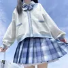 Invierno Japón estilo JK suéter mujer uniforme de talla grande Harajuku kawaii cardigan tops Vintage casual manga larga ins 210608