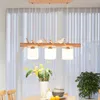 Nordic Personality Bird Restaurant Pendant lamp Solid Wood Long Strip White Glass LED Chandelier 2/3 Heads Living Room Study Lamp