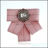 Булавки, броши ювелирные украшения женщины девочка-шейная галстук бабочка рубашка для рубашки осень винтажные сплошные полосатые ткани с стразами асесории