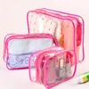 Transparente Saco Cosmético Banho Lavagem Limpar Makeup Bags Mulheres Zipper Organizador Viagem PVC Cosmetic Case SXM3