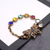 Bracelets en cristal éblouissant Rainbow Diamond Link Designer Double lettre Liens Bracelet papillon coloré avec Box288o
