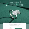 Modesmyckesdesigner Moissanite Ring, Modan Classic Rectangular Cut Transparent Ring, Solid Sterling Silver Women's Wedding Ring utsökta smycken
