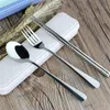 Wholesale Promotional Gift Flip Cover Open Stainless Steel Tableware Three-piece Set Durable Chopstick Spoon Fork Dinnerware Sets XDH0042