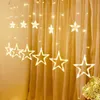 Party Decoration Twinkle Star/Moon Fairy Light Garland 12 LED Gordijntekenslichten voor bruiloft Verjaardag Valentijnsdag Binnen slaapkamer