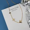 Pendant Necklaces YUN RUO 2021 Vintage 18 K Gold Three Little Swallow Necklace Woman Jewelry Fashion Titanium Steel Accessory Never Fade