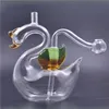 Forme de cygne bécher en verre Bong narguilé tuyau d'eau recycleur Bongs receveur de glace Dab Rig avec tuyau et tuyau de brûleur à mazout en verre