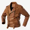 Oversize M-4XL Costume pour hommes Parker Vêtements d'extérieur en cuir de haute qualité Chaqueta Moto Hombre Rétro Beau Moto PU Veste en cuir 211018