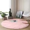 Puszysty okrągły dywan do salonu solidny kolor zagęszcza miękkie sztuczne futra dywaniki sypialnia pluszowa kudłaty obszar dywanika dla dzieci mata podłogowa 2290t