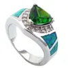 синие опаловые кольца; мода ювелирных изделий с зеленым опалом