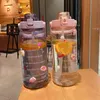 2L Sports Straw Water Bottle with Stickers Portable Large Capacity Fitness Bike Cup Summer Ice Cold Jug Time Marker 2201252471659