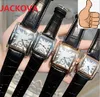 Mode Romeinse nummer vierkante quartz lederen horloge dames heren klassieke populaire stijl werkdag datum designer jurk cadeau polshorloge lederen band