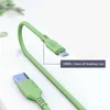 USB Cables 3A Fast Data Charging Cord Wire Liquid Silicone 1M OEM Color Colorful Type C V8 Micro Cable V9 Quick Charger for Mobile Phone Samsung Xiaomi Huawei Android