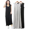 Summer Maxi klänningar Kvinnor Ankellängd ärmlös Modal lång klänning Casual Black Grey Cotton Home Dress Clothes for Lady 210625
