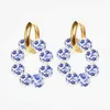 Natural Stones Ethnic Chinese style blue flower ceramic beads earrings for women fashion dangle earring arrival whole 2106165019560