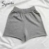 Syiwidii ​​Spandex shorts para mulheres altas cinturadas suorshorts trecho de tricô verão fundos de moda sólida azul cinza branco 210714