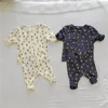 Outono Lemon impresso roupas bebê meninos meninas conjunto bebê manga comprida tops e cintura alta calças de algodão criança pijama conjunto 210309