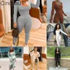 Women Tracksuits Two Piece Set Designer Slim Height Elastic Jumpsuits Leggings Solid Color Low Chest Long Sleeve High Waist 6 Colours