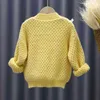 秋の女の子ニットセーター子供服編みベビーカーディガンキッズ服子供のコートファッションソリッドジャケット211201