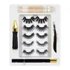 Atualizar Magnético Eyeliner Eyelashes Kit feito à mão 5 pares naturais grossos cílios falsos definidos com ímã líquido delineador + tweezer DHL grátis