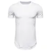 Herr t-shirts streetwear män t shirt extra lång hipster tshirt fast färg smal fit linje tee homme korta ärm avslappnade skjortor