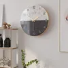 Marmur wzór Żelazny zegar ścienny Nordic Creative Salon Moda Zegar ścienny Home Decoration Sypialnia Retro Silent Quartz Clock 210930
