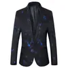 Lüks Erkek Lüks Çiçek Baskılı Takım Blazers Gece Kulübü Sahne Düğün Tek Göğüslü Ceket Ternos Maskulino Luxo 5xl 6xl