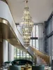 Smoke Gray Crystal Chandelier Deluxe Living Room Lamp Hotel Duplex Building Decorative Stair Long Chandelier