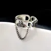 Silver Trendy Band Rings Fashion Creative Chain Tassel Planet Vintage Punk Party Jewelry Gifts for Women Men