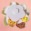 Creative Flower Petal Fruit Plate Candy Storage Box Nuts Snack Tray Rotating Flowers Food Gift for Party Wedding Container 210922