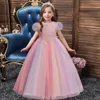 2024 lantejoulas rosa uma linha flor meninas vestidos o pescoço festa crianças baile de formatura princesa pageant vestidos de noite primeira comunhão aniversário para casamento vestido de cooktail