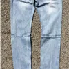 Herrenjeans Selvedge-Reißverschluss Destroyed Skinny Slim Fit Justin Bieber Vintage zerrissener blauer Denim Version213z