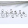S925 orecchini a bottone in argento sterling per donne ragazze zircone quattro artigli perline tonde filettatura orecchini a bottone gioielli di moda