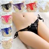 Lace Women Panties G String Sexy See Through Low Waist Crotchless Underwear Briefs Bowknot Pearl Lingerie Thong T Back Women Clothes