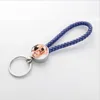 Sublimering Blank Hjärtformad Keychain Favor Läder Flätad Head Rope Cirkel DIY Foto Key Pendant Mini Julklapp