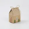 50pcs Kraft Paper Candy Box Christmas Gift Wrap House Shape Party Cookies Packing Favors Boxes